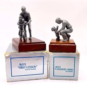 2 Avon Pewter Father & Child figurines NIB